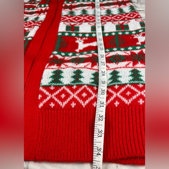 Merry Christmas by Poof Size:L Women Open Front  Holiday Cardigan  Multi Color - Picture 7 of 11